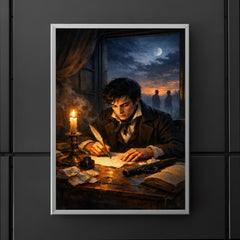 Evariste Galois writing before dawn duel poster 5