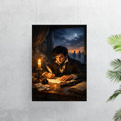 Evariste Galois writing before dawn duel poster 7