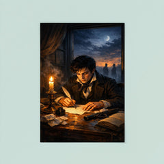 Evariste Galois writing before dawn duel poster 8