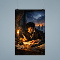 Evariste Galois writing before dawn duel poster 9