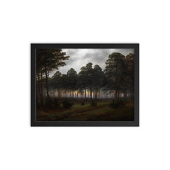 Evening by Caspar David Friedrich, 1821 framed print on a plain backdrop in size 12"x16".