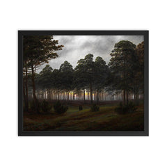 Evening by Caspar David Friedrich, 1821 framed print on a plain backdrop in size 16"x20".