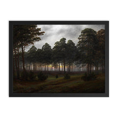 Evening by Caspar David Friedrich, 1821 framed print on a plain backdrop in size 18"x24".