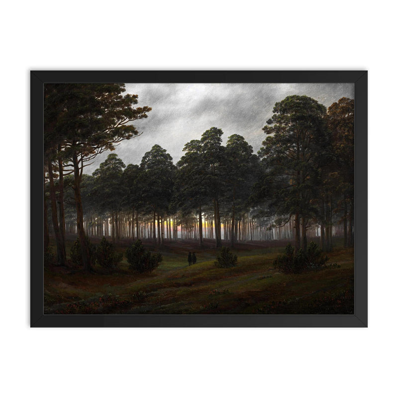 Evening by Caspar David Friedrich, 1821 framed print on a plain backdrop in size 18