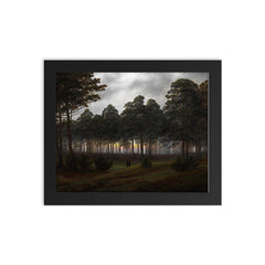 Evening by Caspar David Friedrich, 1821 framed print on a plain backdrop in size 8"x10".