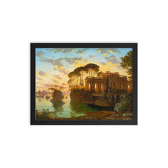 Evening Landscape by Ferdinand Knab, 1898 framed print on a plain backdrop in size 12"x16".