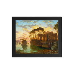 Evening Landscape by Ferdinand Knab, 1898 framed print on a plain backdrop in size 8"x10".