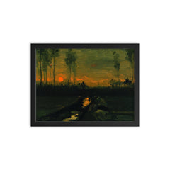 Evening Landscape by Vincent van Gogh, 1885 framed print on a plain backdrop in size 12"x16".