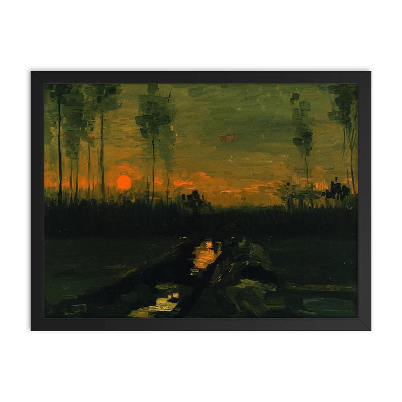Evening Landscape by Vincent van Gogh, 1885 framed print on a plain backdrop in size 18