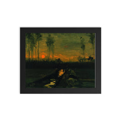 Evening Landscape by Vincent van Gogh, 1885 framed print on a plain backdrop in size 8"x10".