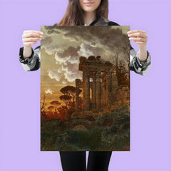 Evening Landscape with Ancient Temple Ruins by Ferdinand Knab, 1890 poster 3