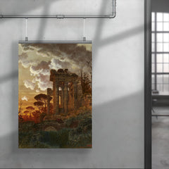 Evening Landscape with Ancient Temple Ruins by Ferdinand Knab, 1890 poster 4