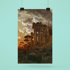 Evening Landscape with Ancient Temple Ruins by Ferdinand Knab, 1890 poster 6