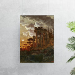 Evening Landscape with Ancient Temple Ruins by Ferdinand Knab, 1890 poster 7