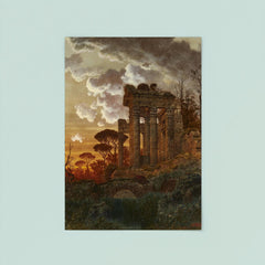 Evening Landscape with Ancient Temple Ruins by Ferdinand Knab, 1890 poster 8