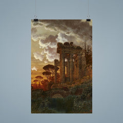 Evening Landscape with Ancient Temple Ruins by Ferdinand Knab, 1890 poster 9