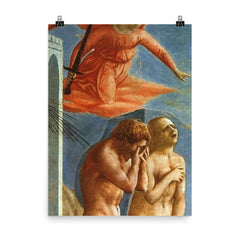 Expulsion From the Garden of Eden by Masaccio poster on a plain backdrop in size 8"x10".