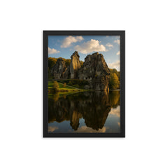 Externsteine Germany framed print on a plain backdrop in size 12"x16".