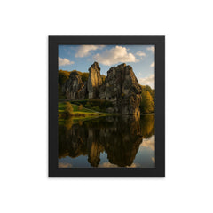 Externsteine Germany framed print on a plain backdrop in size 8"x10".