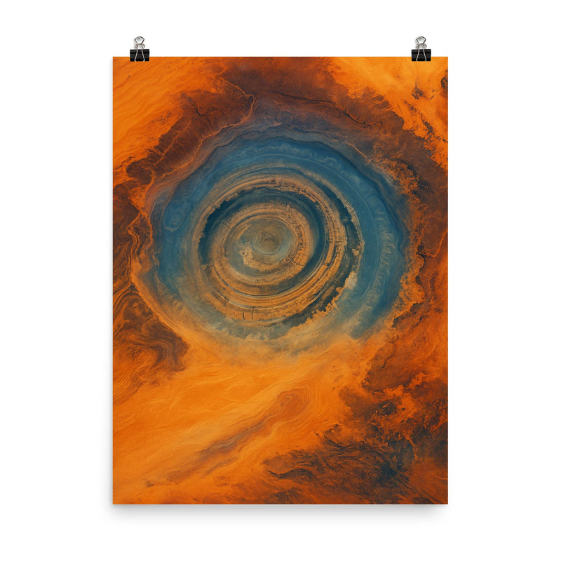 Eye of the Sahara Richat Structure Mauritania poster on a plain backdrop in size 8