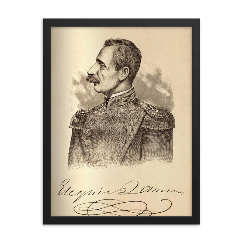Ezequiel Zamora framed print on a plain backdrop in size 18