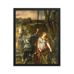 Fair Saint George by John Gilbert, 1881 framed print on a plain backdrop in size 16"x20".