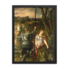 Fair Saint George by John Gilbert, 1881 framed print on a plain backdrop in size 18"x24".