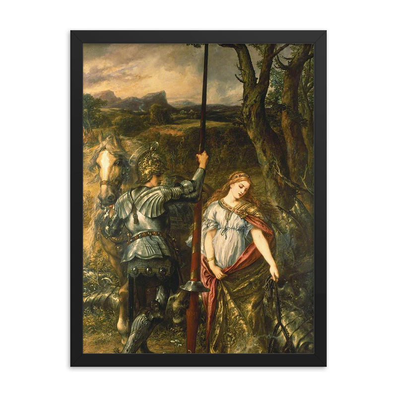 Fair Saint George by John Gilbert, 1881 framed print on a plain backdrop in size 18