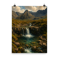 Fairy Pools Isle of Skye Scotland poster on a plain backdrop in size 8"x10".