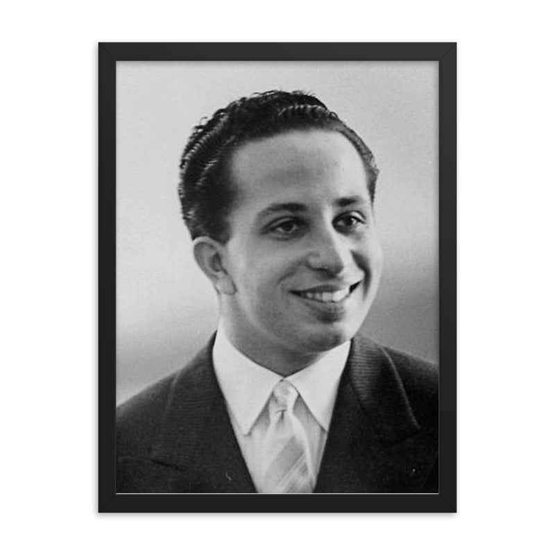 Faisal II of Iraq framed print on a plain backdrop in size 18