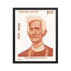 Fakir Mohan Senapati framed print on a plain backdrop in size 16"x20".
