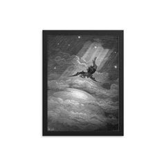 Fall of Satan by Gustave Dore, 1866 framed print on a plain backdrop in size 12"x16".