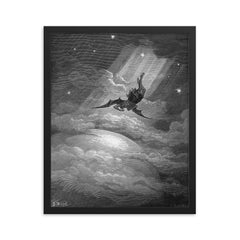 Fall of Satan by Gustave Dore, 1866 framed print on a plain backdrop in size 16"x20".