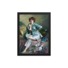 Familiar Birds by Emile Friant, 1921 framed print on a plain backdrop in size 12"x16".