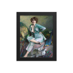 Familiar Birds by Emile Friant, 1921 framed print on a plain backdrop in size 8"x10".