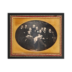 Family Portrait, 1854: 7 Boys, 1 Girl, Father and Exhausted Mother framed print on a plain backdrop in size 16"x20".