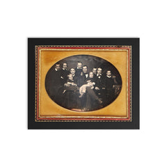 Family Portrait, 1854: 7 Boys, 1 Girl, Father and Exhausted Mother framed print on a plain backdrop in size 8"x10".