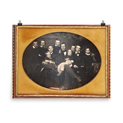 Family Portrait, 1854: 7 Boys, 1 Girl, Father and Exhausted Mother poster on a plain backdrop in size 8"x10".