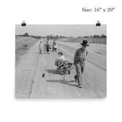 Family walking on highway by Dorothea Lange poster 2