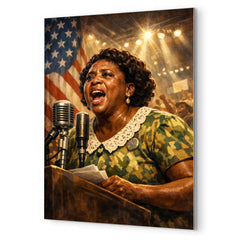 Fannie Lou Hamer at convention microphone metal print mockup