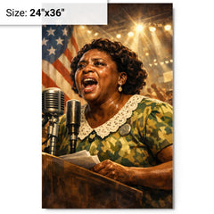 Fannie Lou Hamer at convention microphone metal print on a plain backdrop in size 24"x36".