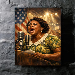 Fannie Lou Hamer at convention microphone metal print mockup