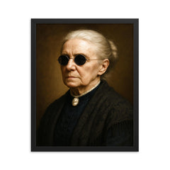 Fanny Crosby portrait framed print on a plain backdrop in size 16"x20".