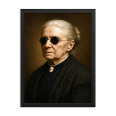 Fanny Crosby portrait framed print on a plain backdrop in size 18"x24".