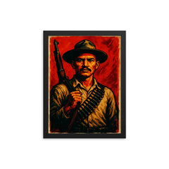 Farabundo Martí rebel portrait framed print on a plain backdrop in size 12"x16".