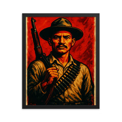 Farabundo Martí rebel portrait framed print on a plain backdrop in size 16"x20".
