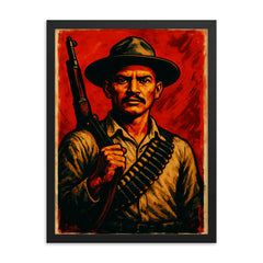 Farabundo Martí rebel portrait framed print on a plain backdrop in size 18"x24".