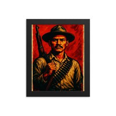 Farabundo Martí rebel portrait framed print on a plain backdrop in size 8"x10".