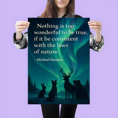 Faraday quote nothing too wonderful amazed animals watching aurora borealis poster 3
