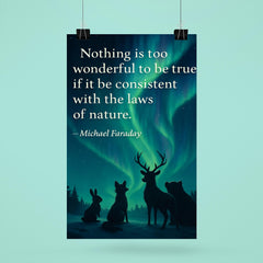 Faraday quote nothing too wonderful amazed animals watching aurora borealis poster 6